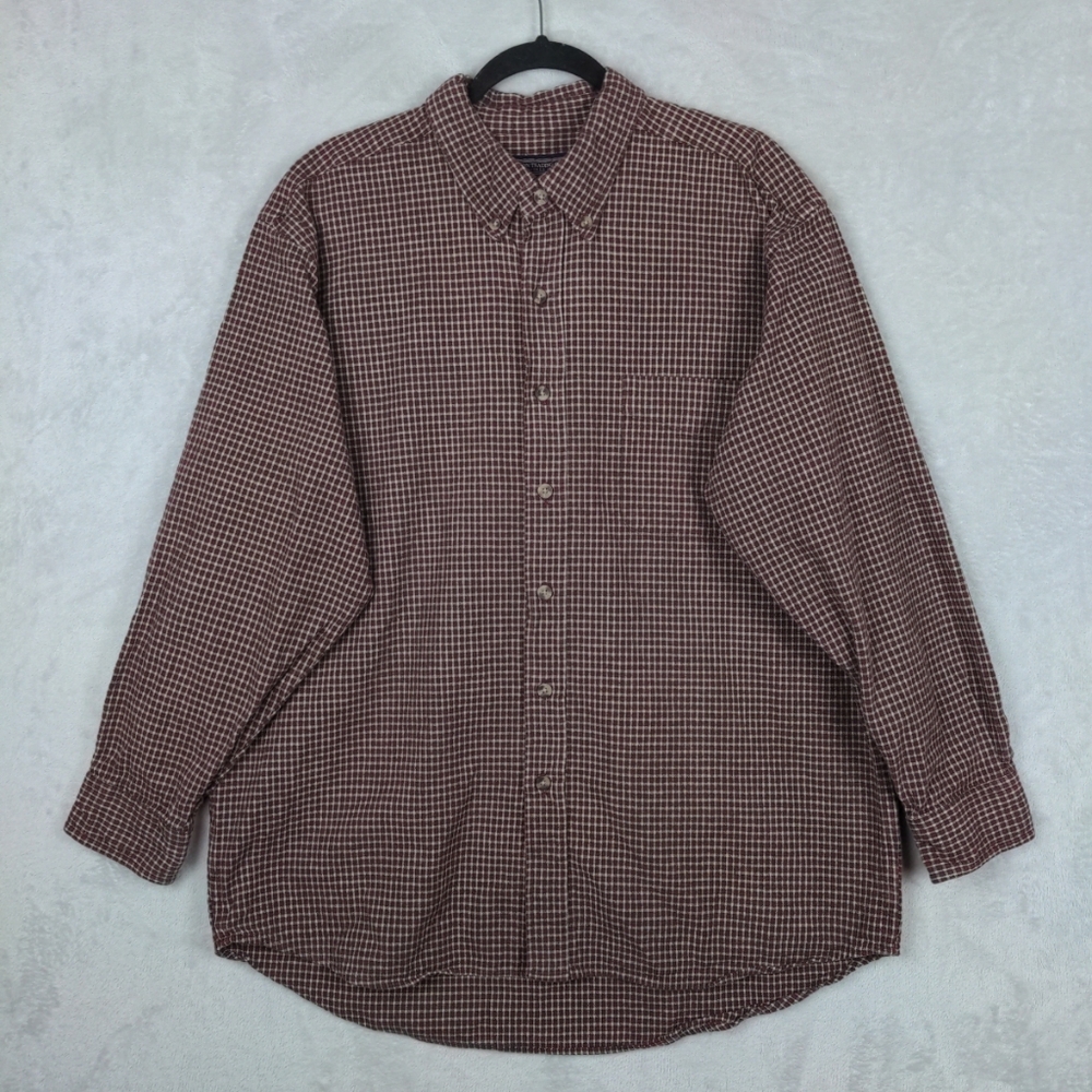 Newton Trading Co Button Up Shirt Men XL Red Plaid Cotton Flannel Heavy Outdoor